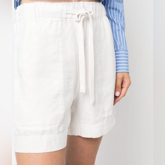 Vince Mid Rise Tie Front Hemp 5” Shorts in Off White Size L and XL - Picture 2 of 12